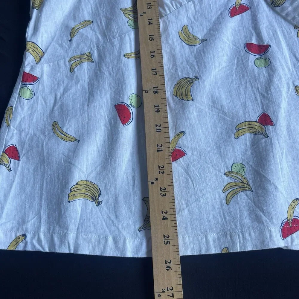 ModCloth Womens Linen Blouse Plus Size 2X Pack a Picnic Fruit Print Tie-Front - Picture 15 of 15